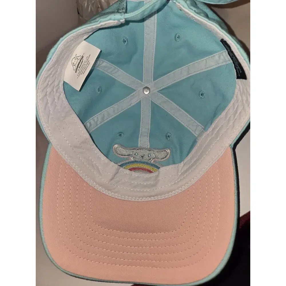 Sanrio Light Blue Cinnamoroll Cap Hat Ball Cap Adjustable Adult Size Rainbow